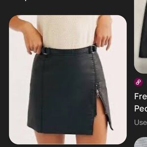 Free People Midnight Magic Vegan Leather Mini Skirt with Slit